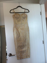 Load image into Gallery viewer, Bandage Metallic Gold Midi Dress
